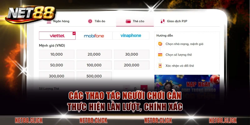 Các thao tác người chơi cần thực hiện lần lượt, chính xác