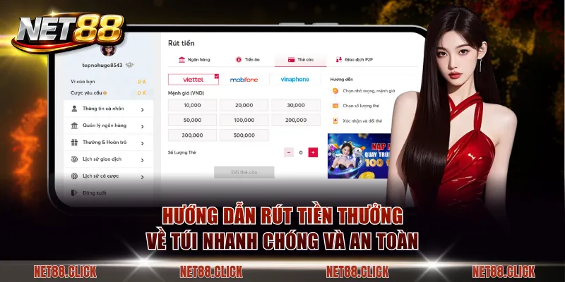 Hướng dẫn hội viên rút tiền thưởng về túi nhanh chóng và an toàn