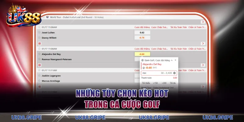 Những tùy chọn kèo hot trong cá cược golf